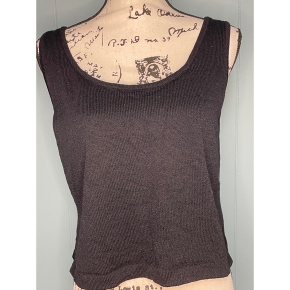 St. John Tops - St. John Basics Knit Tank Top Womens‎ Small Black Santana Scoop Neck Minimalist